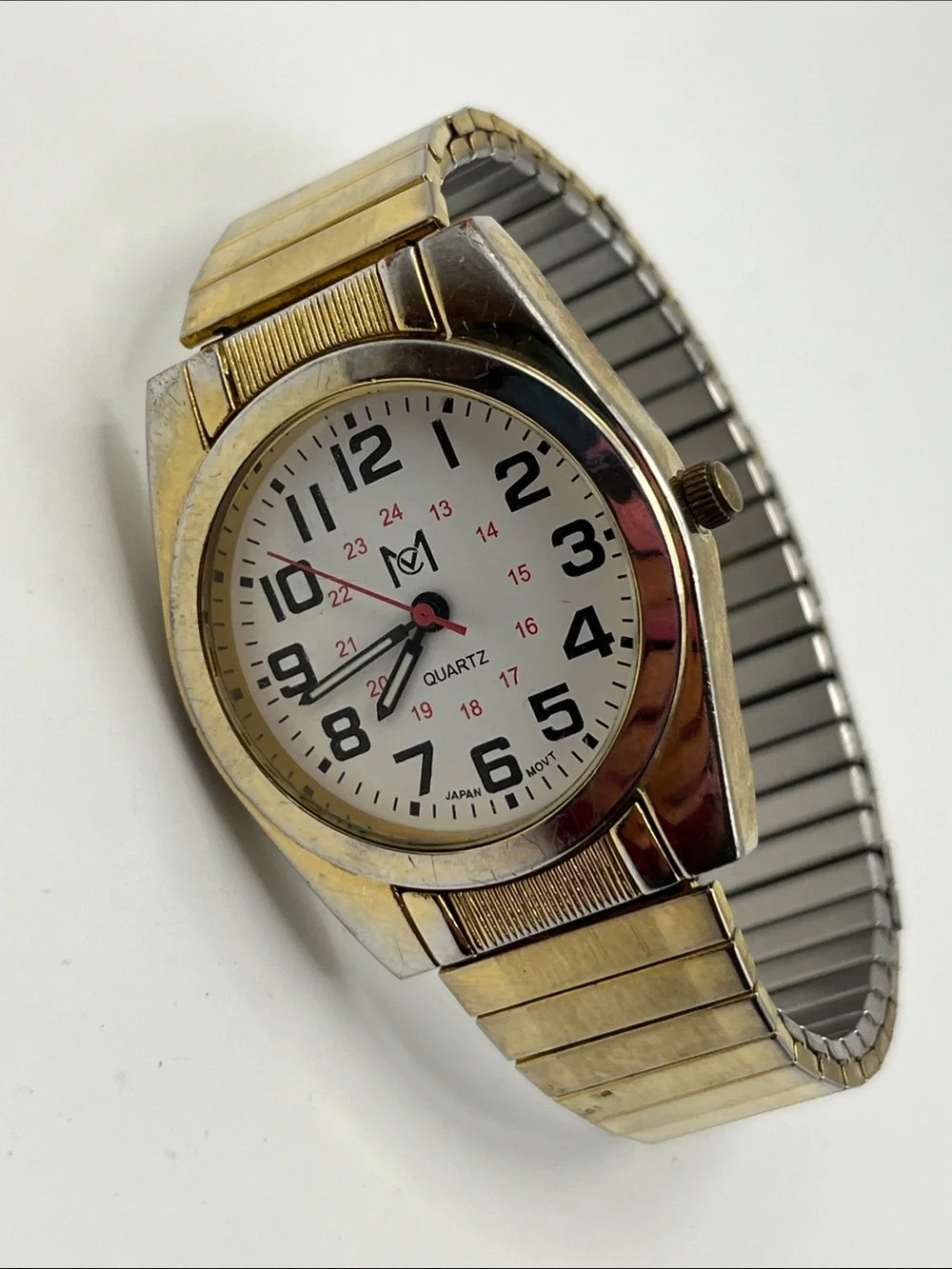 Men's Gold-Tone Quartz Watch with White Dial